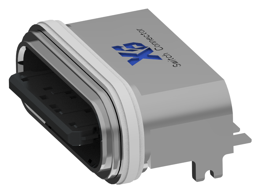 XB-TYPE C 6P-1 waterproof base on board L=6.65mm (with steel sheet) (U type zinc alloy shell exposed 0.95)